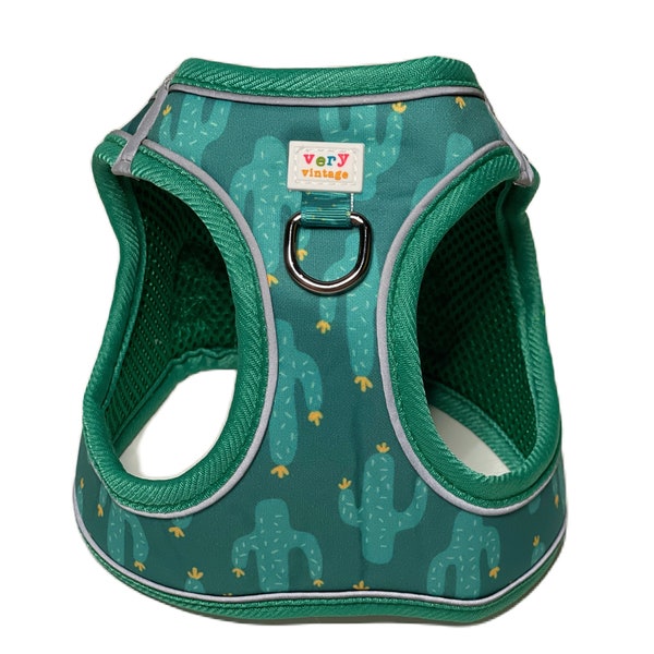 Harnais pour chien personnalisé | Harnais pour chien cactus | Harnais pour chat cactus | Gilet harnais pour chiens | Étape dans le harnais | Harnais pour petit chien écologique