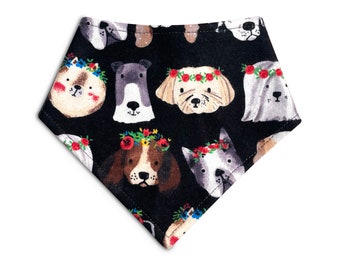 Bandana - Bandana de razas de perros / Bandana con corona de flores / Bandana para perros / Bandana para gatos / Regalo para amantes de las mascotas / Accesorios para mascotas - Algodón orgánico