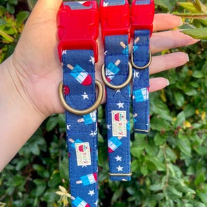 Popsicle Dog Collar | Patriotic Pet Collar | 4th of July Cat Collar | Summer Pet Gift | Handmade in Los Angeles | Organic Cotton Collars