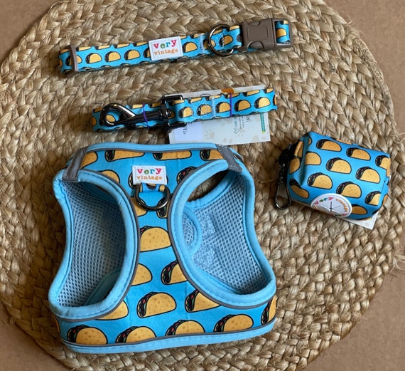 Small Dog Harness Bundle | Taco Dog Harness and Leash Set | Taco Cat Harness | Harness Vest for Dogs | Step in Harness | Mexican Food Bundle