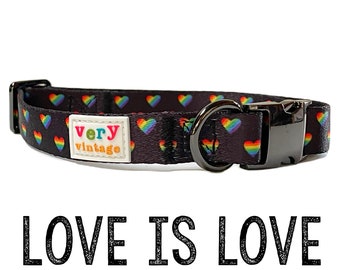 Rainbow Heart Dog Collar | Pride Dog Collar | LGBTQ Dog Collar | Puppy Dog Collar | Girl Dog Collar | Love Dog Collar | New Puppy Gift