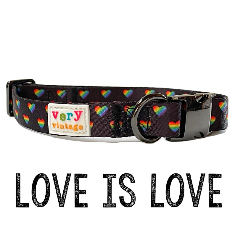 Rainbow Heart Dog Collar Pride Dog Collar LGBTQ Dog Collar Puppy Dog Collar Girl Dog Collar Love Dog Collar New Puppy Gift image 1