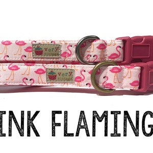 Collar - Flamingo Collar | Flamingo Cat Collar | Flamingo Dog Collar | Dog Collar | Cat Collar | Animal Gift Accessories - Organic Cotton