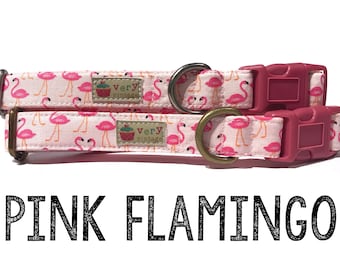 Flamingo Cat Collar | Flamingo Dog Collar | Dog Collar | Cat Collar | Animal Gift Accessories - Organic Cotton | LAST CHANCE