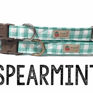 Collar - Plaid Collar | Gingham Collar | Lumberjack Collar | Dog Collar | Cat Collar | Mint Color Pet Collar | Pet Supplies - Organic Cotton