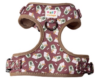 Puppuccino Dog Harness – Coffee Dog Harness – Pup Cup Dog Vest – Recycled Pet Gear – Padded Dog Harness – Small to Large | LAST CHANCE