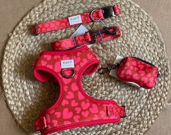 Personalized Dog Harness Bundle | Puppy Harness | Heart Dog Harness | Harness Vest for Dogs | Step Harness | Valentine's Day | Eco-Friendly