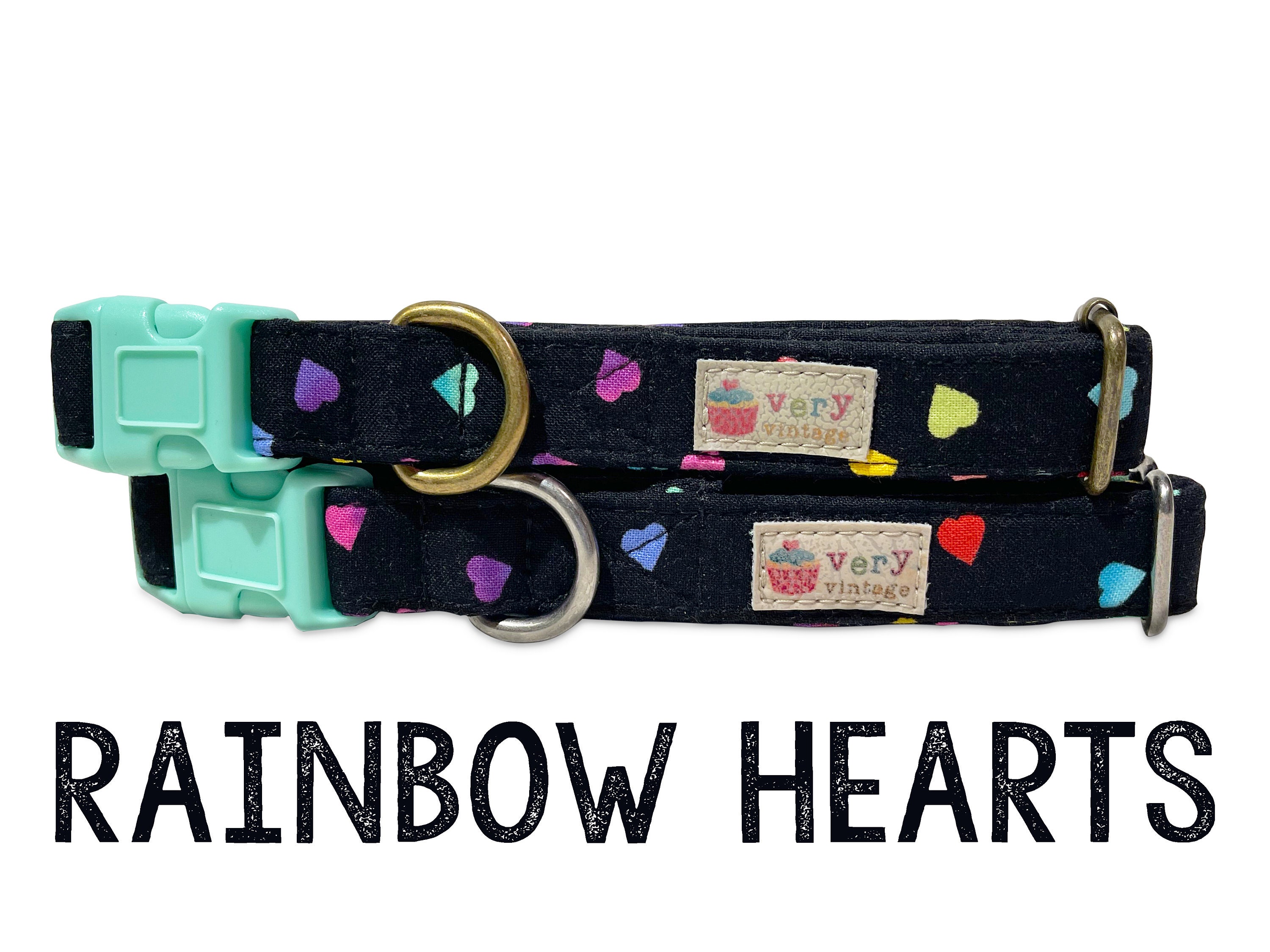 Hearts Collar | Colorful Love Dog Cat Gift Organic Cotton Last Chance