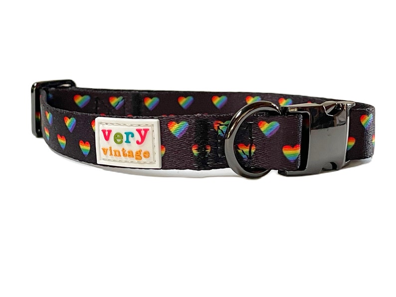 Rainbow Heart Dog Collar Pride Dog Collar LGBTQ Dog Collar Puppy Dog Collar Girl Dog Collar Love Dog Collar New Puppy Gift image 2