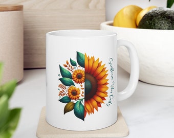 Sunflower Vibes Only Ceramic Mug, (11oz)