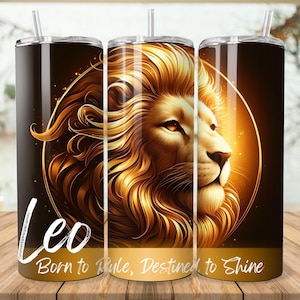 Digital Leo Zodiac Sign 20 oz, Skinny Tumbler Sublimation Designs PNGs, Astrology Tumbler Wrap PNG, Skinny Tumbler Sublimation Design PNG