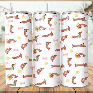 Dackel Tumbler Wrap PNG niedlichen Dackel 20 Unzen Skinny Tumbler Sublimation Design digitaler Download