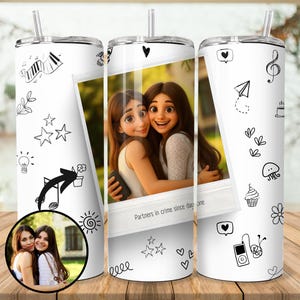 Spersonalizowany najlepszy przyjaciel Pixar Tumbler Wrap, spersonalizowane pobieranie cyfrowe, prezent dla najlepszych przyjaciół, projekt kubka w stylu kreskówki BFF 20oz PNG