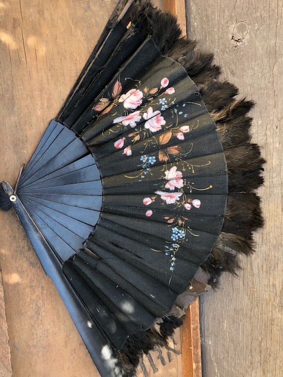 Antique Ostrich Feather Fan - image 1