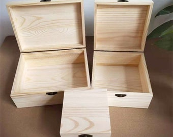 Solid Wood Storage Box Handcrafted Wooden Organizer Natural Wood Keepsake Chest