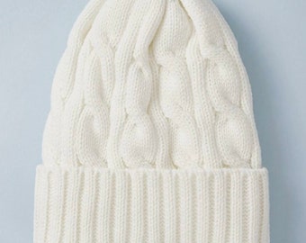 Solid Cuffed Beanie with double twisted design suitable For Autumn/winter Warm Outfit Snow Ski
