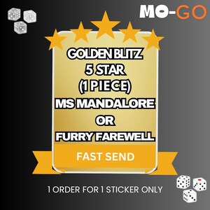Mono Go 5 STERNE GOLDEN BLITZ Aufkleber Mono Go! Schnell Senden wenn Online (Lies die Beschreibung!)