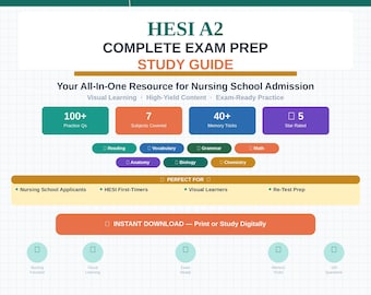 Nursing School Entrance Exam Prep | HESI A2 Digital Download