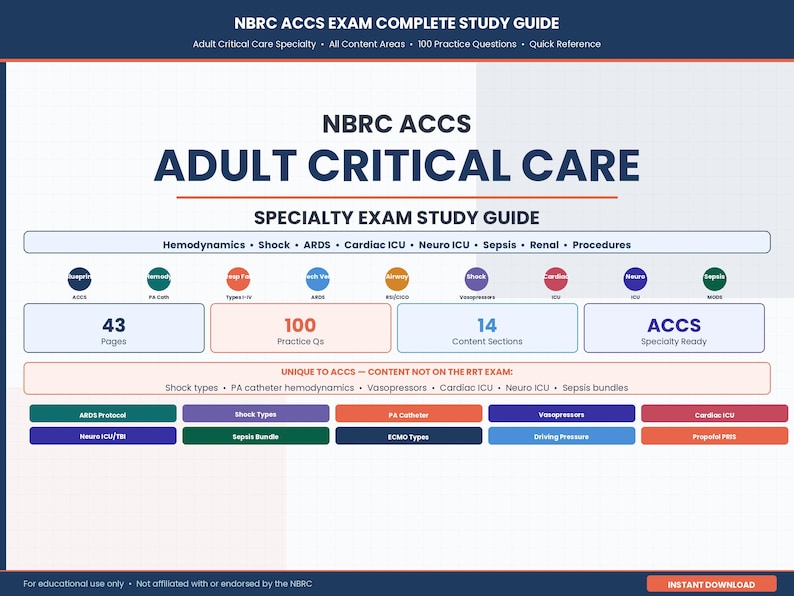 ACCS Adult Critical Care Specialty Exam Study Guide | Respiratory ...