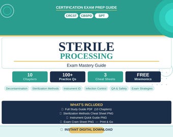 Sterile Processing Exam Prep Guide | CRCST, CBSPD, SPT Study Material (Digital Download)