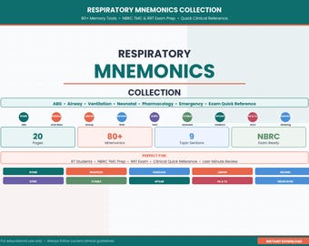 Respiratory Mnemonics Study Guide | ABG, Ventilation, Lung Diseases (NCLEX/RT Exam Prep)