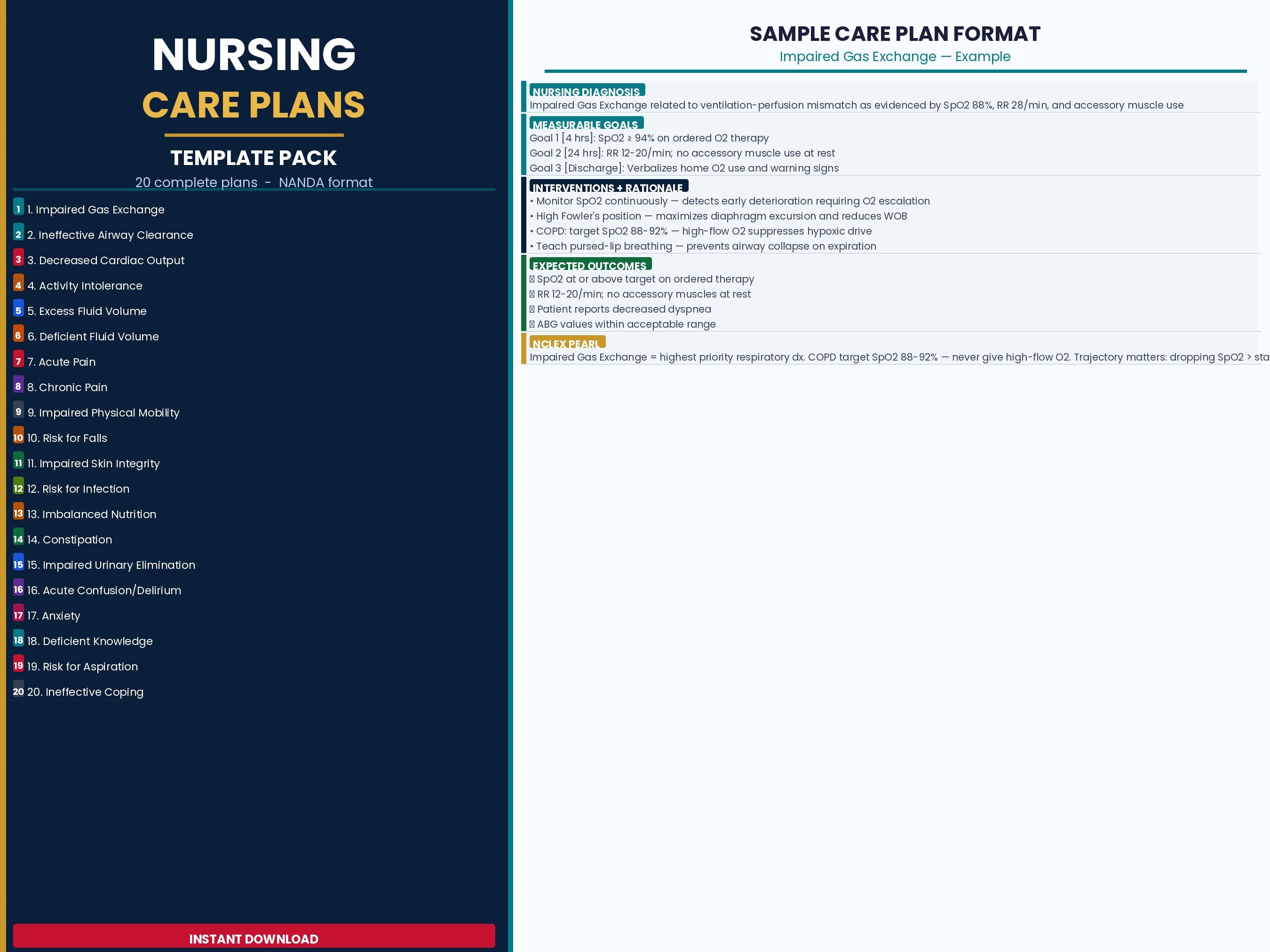 Nursing Care Plan Template Pack | ADPIE Structured Care Plans, NANDA ...