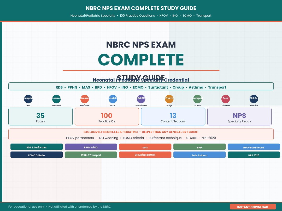 NPS Study Guide: Neonatal Pediatric Respiratory Therapy Exam Prep ...