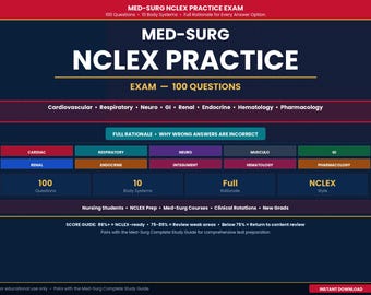 Med-Surg Practice Questions with Rationales | NCLEX-Style Exam Prep, Critical Thinking & Priority Nursing Questions