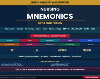 Nursing Mnemonics Study Guide | NCLEX, ATI Clinical Success Memory Tricks