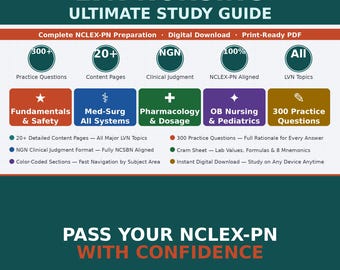 Nclex-PN Success Study Guide | LVN Fundamentals, OB, Peds & Pharmacology
