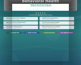 Behavioral Health Technician Study Guide | BHT Exam Prep, 100 Questions (Digital Download)