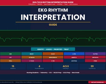 Guia de Interpretação do Ritmo do ECG | Guia de Estudo de ECG para Enfermeiros e Estudantes | Revisão de Ritmo do ACLS | Questões Práticas de Monitoramento Cardíaco (PDF)