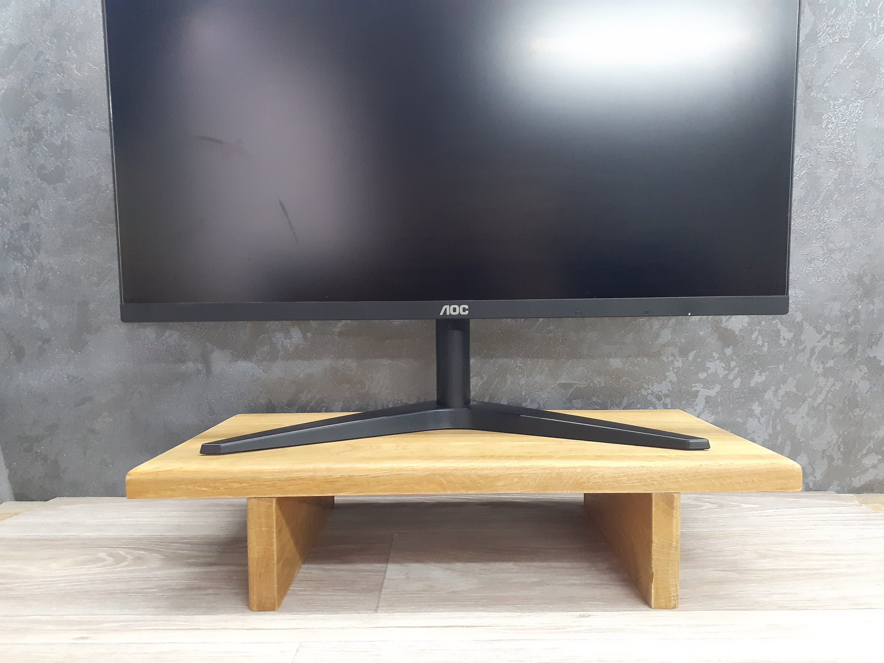 WOODEN Monitor Stand, Monitor Riser, Desk Organizer for Monitor, Solid ...