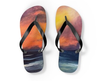 Chanclas al atardecer en el océano