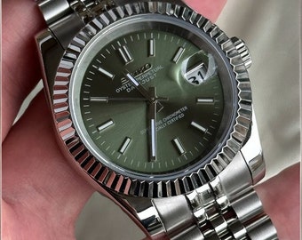 Stalen inzetstuk vintage horloge seiko skx013 duikershorloge nh36 Groene wijzerplaat roestvrijstalen saffier dubbele koepel optie 38 mm middelgroot