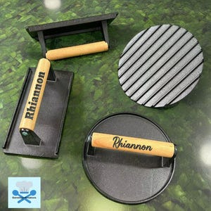 Personalized Burger Press Smasher Weight Grilling Accessories Grill, Fathers Day Gift for Him Her Dad Men Barbeque Chef BBQ Kitchen Cooking