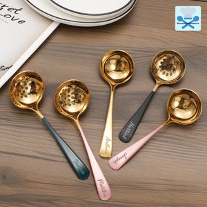 Personalised Stainless Steel Serving Ladle and Strainer, Custom Engraved Ladle, Strainer Spoon, Cooking Spoon, Great Housewarming Gift