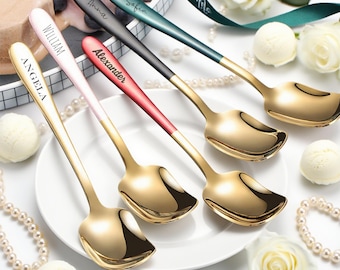 Gold Custom Family or Name Ice Cream Scoop, Christmas Gift Exchange, Wedding Gifts, Personalized Spoon, Personalize, Couples Gift