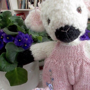 Lamb and Sheepdog Dolls/Hand Knit Valentine Gift/Easter Stuffed Animal Pair/ Heirloom Collectible, OOAK/ Best Friends Pansy and Bella image 1