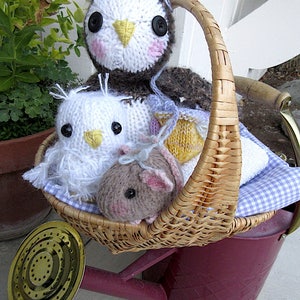Two Owls and a Mouse Dolls, /Hand Knit Stuffed Animal Set of 3 Hand Knit, One of a Kind Heirloom CollectIble / Three in a Tree image 7