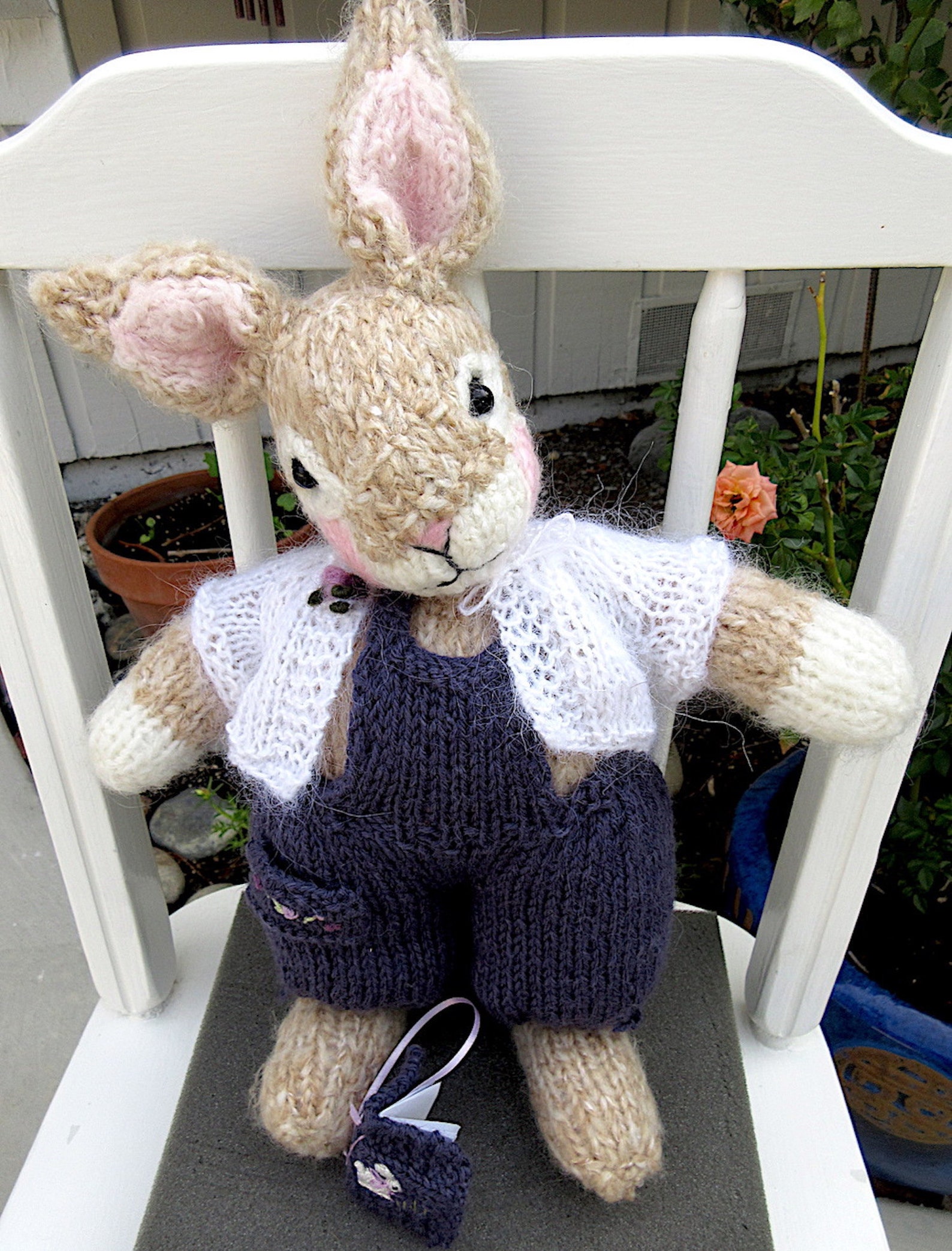 Mohair Bunny Rabbit Doll Hand Knit Stuffed Animal / One of a Kind, Hand ...