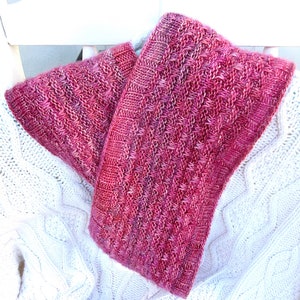 Hand Knit Cowl/ Valentine's Day or Birthday Gift/ 100% Merino Wool, Hand Dyed One of a Kind/ Delicious Raspberry-Pink image 10