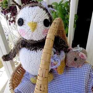 Two Owls and a Mouse Dolls, /Hand Knit Stuffed Animal Set of 3 Hand Knit, One of a Kind Heirloom CollectIble / Three in a Tree image 4