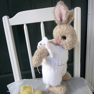 Stuffed Mohair Bunny and Chick Dolls,/ Hand Knit and Needle Felted/ Heirloom Collectible/ Serafina and Lemonade Giggles and Friends image 5