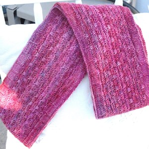 Hand Knit Cowl/ Valentine's Day or Birthday Gift/ 100% Merino Wool, Hand Dyed One of a Kind/ Delicious Raspberry-Pink image 3