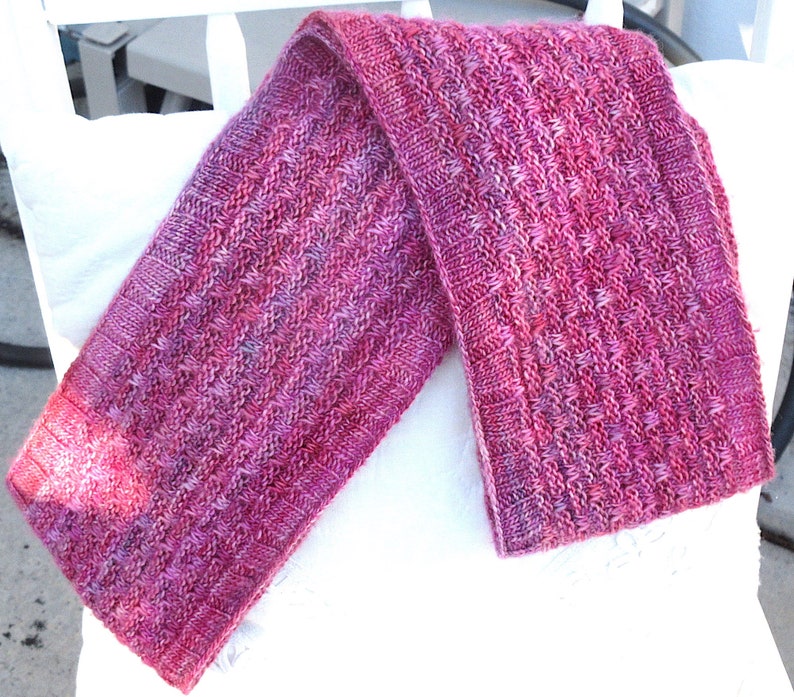 Hand Knit Cowl/ Valentine's Day or Birthday Gift/ 100% Merino Wool, Hand Dyed One of a Kind/ Delicious Raspberry-Pink image 3