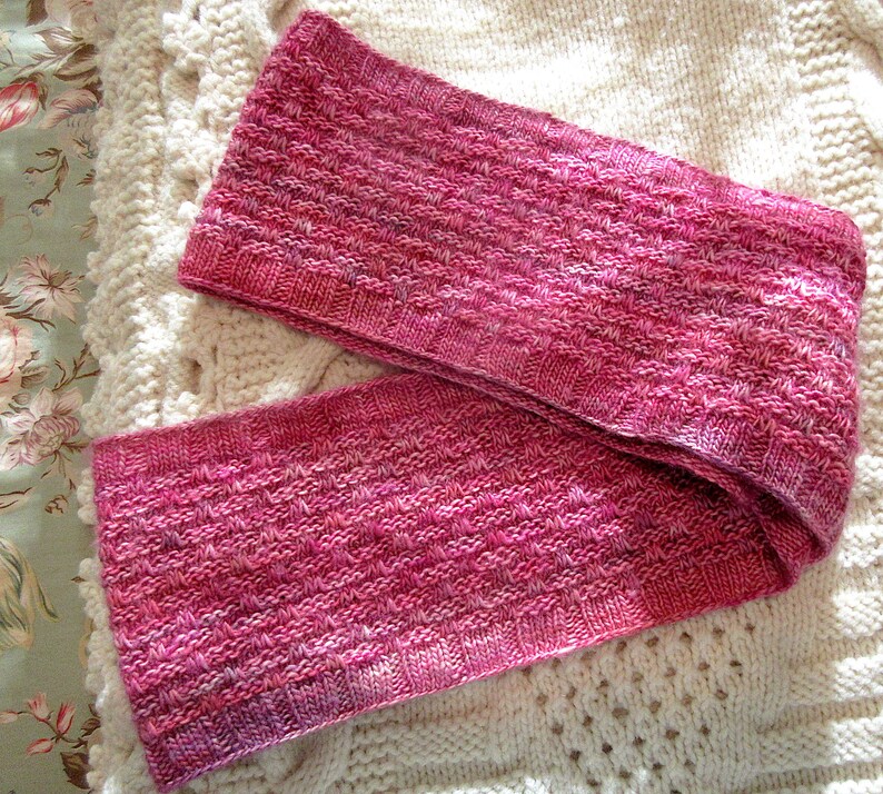 Hand Knit Cowl/ Valentine's Day or Birthday Gift/ 100% Merino Wool, Hand Dyed One of a Kind/ Delicious Raspberry-Pink image 5