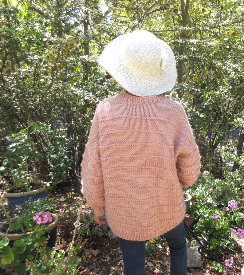 Womans Sweater, Hand Knit, Hand Embroidered Size S/M, Designed to Fit Roomy,/ Artistic,OOAK, Designed Pocket/ Mother's Day Gift image 5