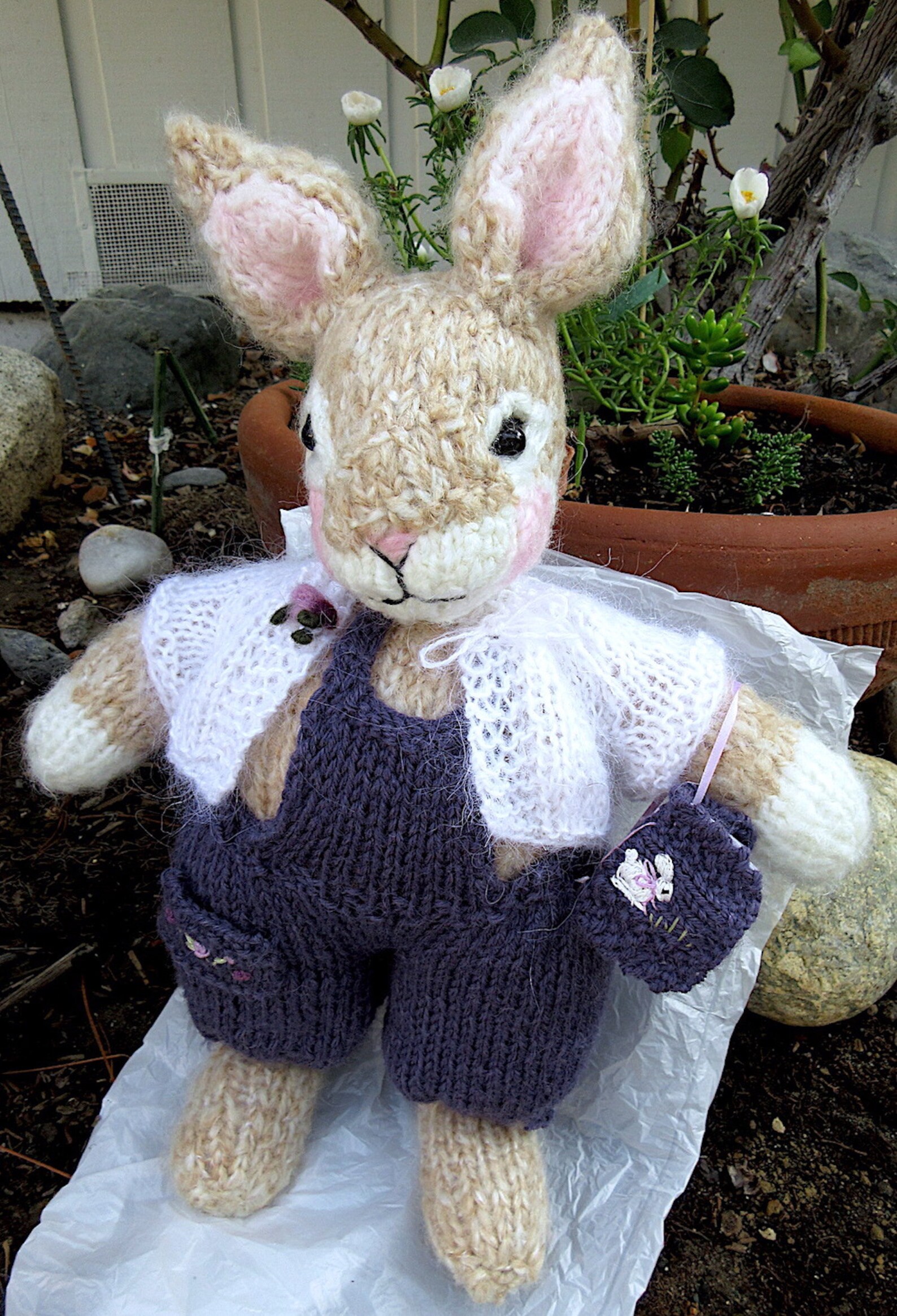 Mohair Bunny Rabbit Doll Hand Knit Stuffed Animal / One of a Kind, Hand ...