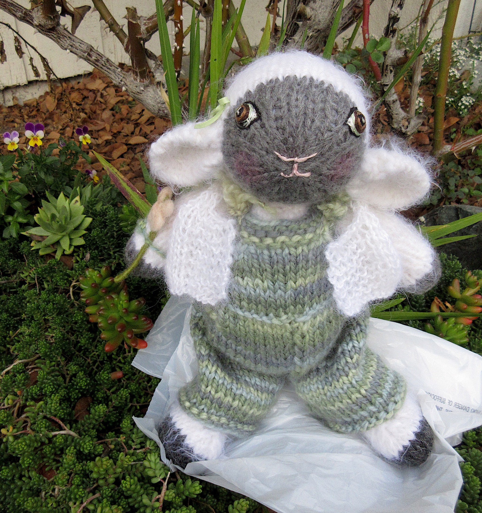 Lamb Dolls, 2/ Hand Knit, Embroidered, & Needle Felted/ One of a Kind, Heirloom Collectible ...